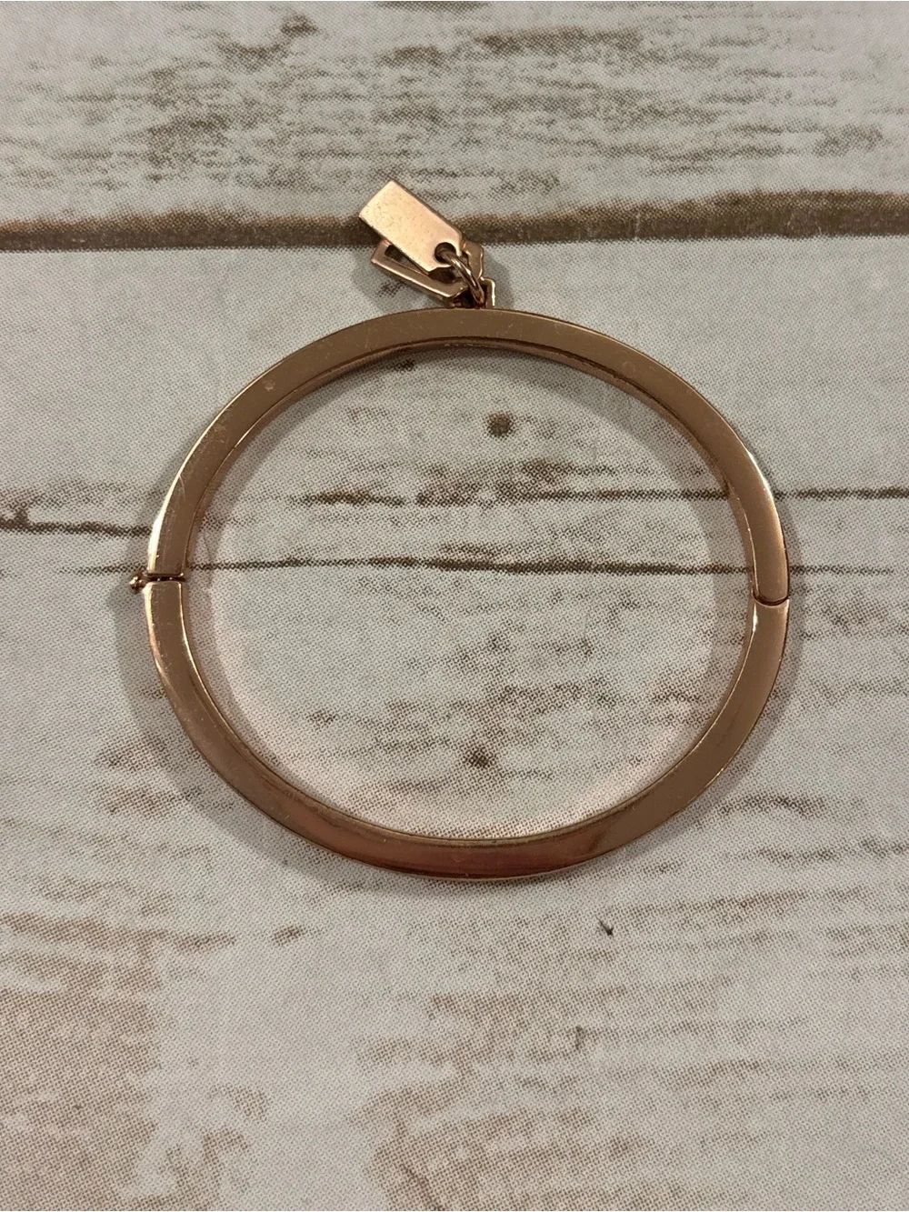 Coach Signature Pavé Bar Hinged Bangle Bracelet Rose Gold